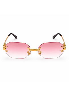 Hexa - Occhiali Luxury Rimless Ottagonali Gold Edition con Lenti Sfumate