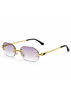 Hexa - Occhiali Luxury Rimless Ottagonali Gold Edition con Lenti Sfumate
